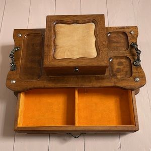 Donated Men’s vintage wooden valet jewelry box